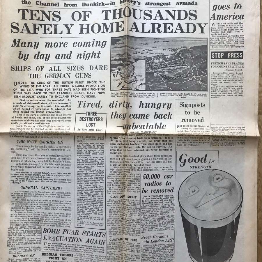 Daily express dated May 1940 Dunkirk evacuation