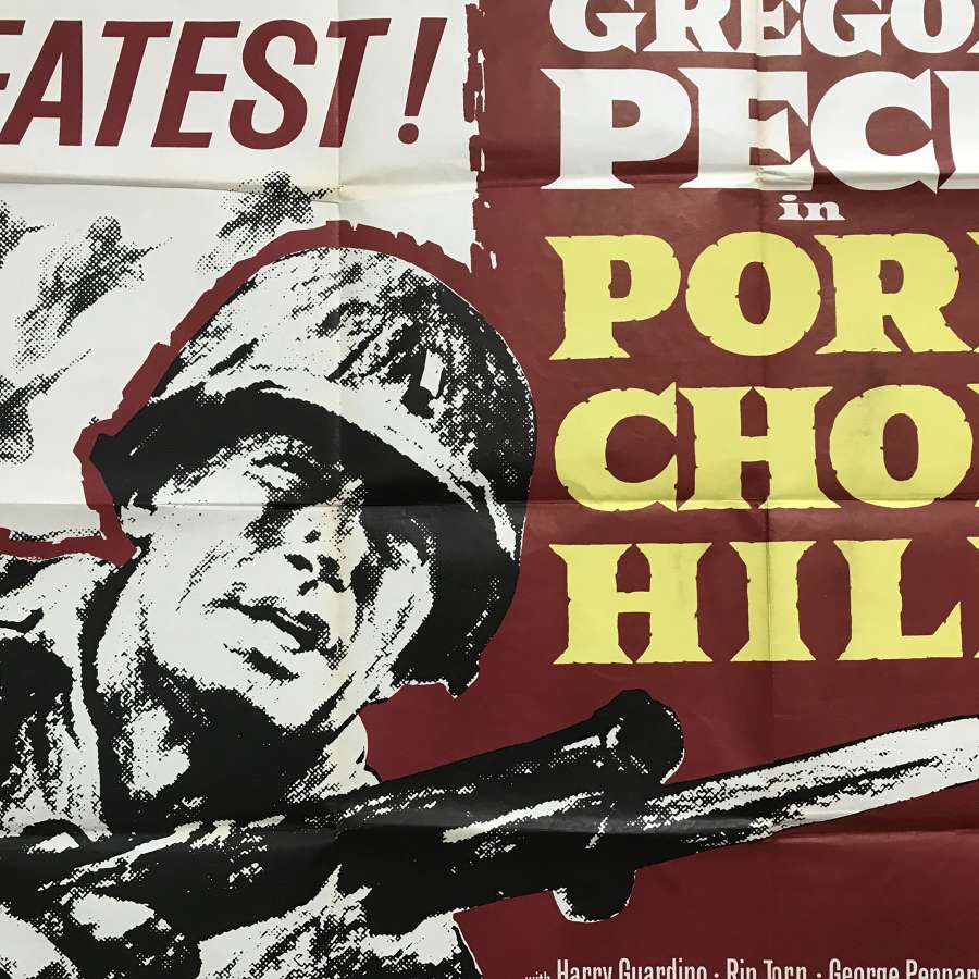 Pork chop Hill film poster starring Gregory Peck dated 1959