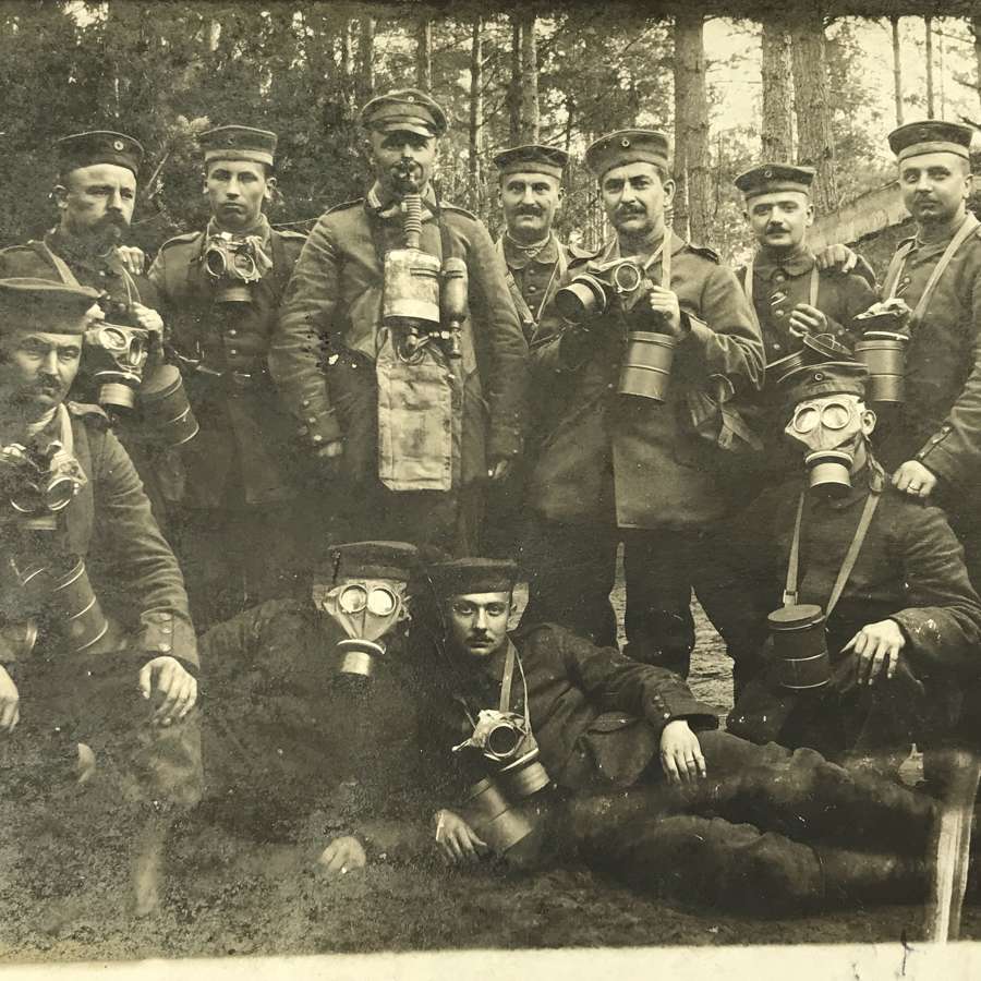 Germans soldiers Posing in gas masks dated 1916
