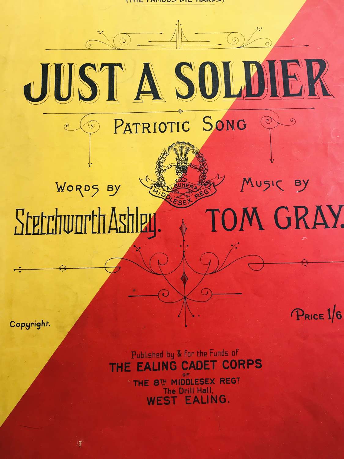 WW1 Middlesex Regiment Music sheet