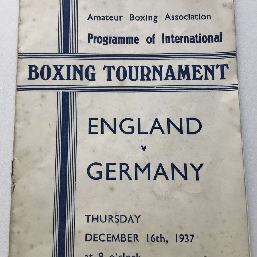 Boxing Tournament booklet England V Germany 1937 (Swastika marked)
