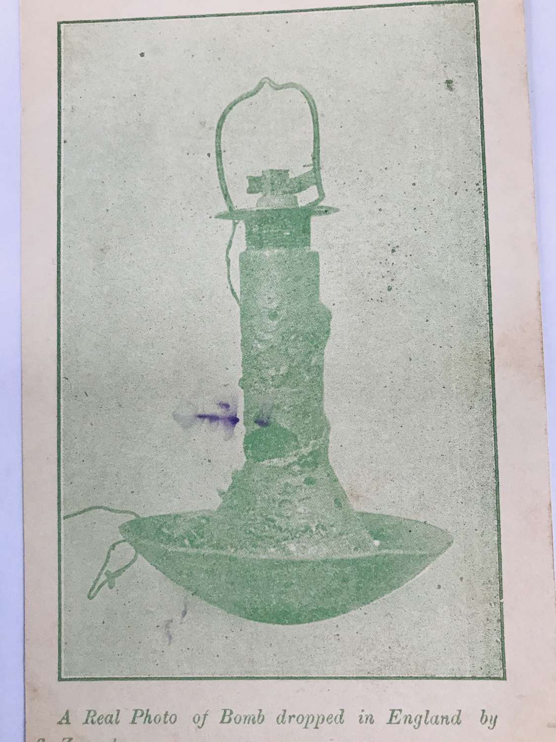 Zepplin incendiary bomb postcard