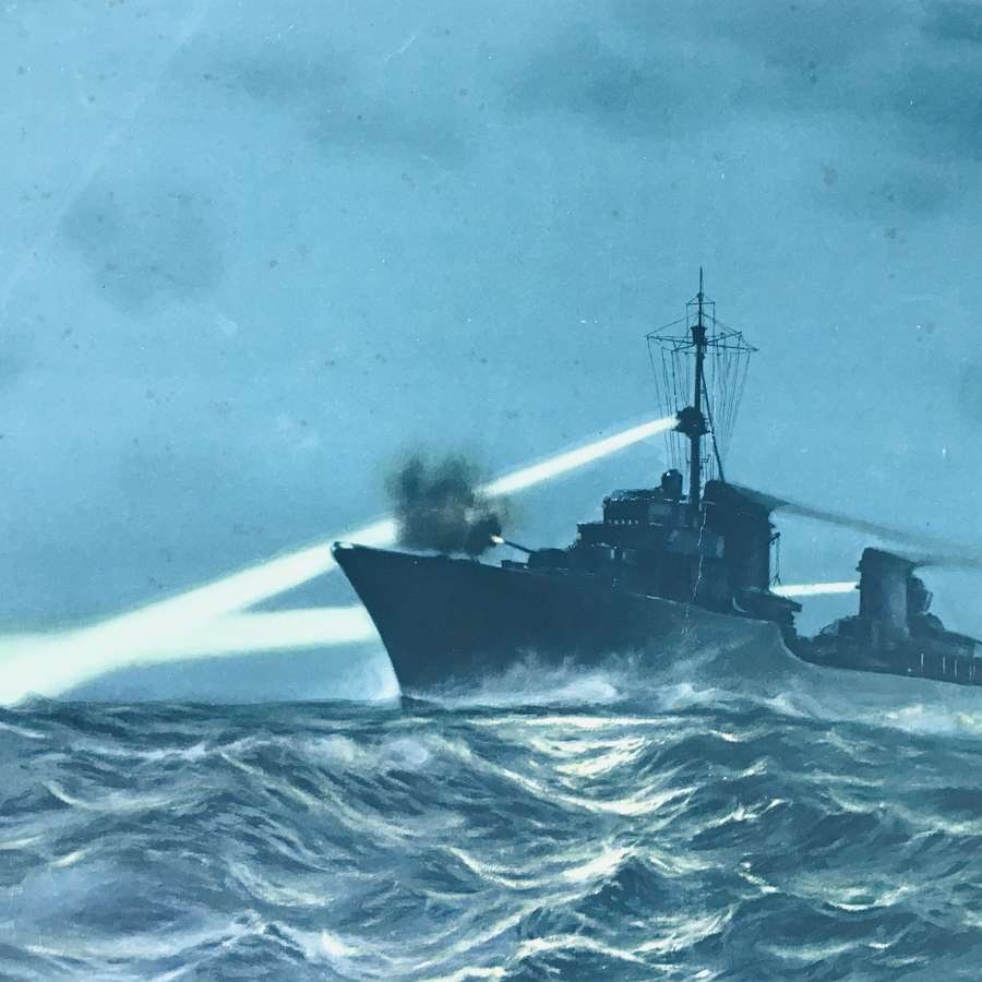 Destroyer in night action of the English coast