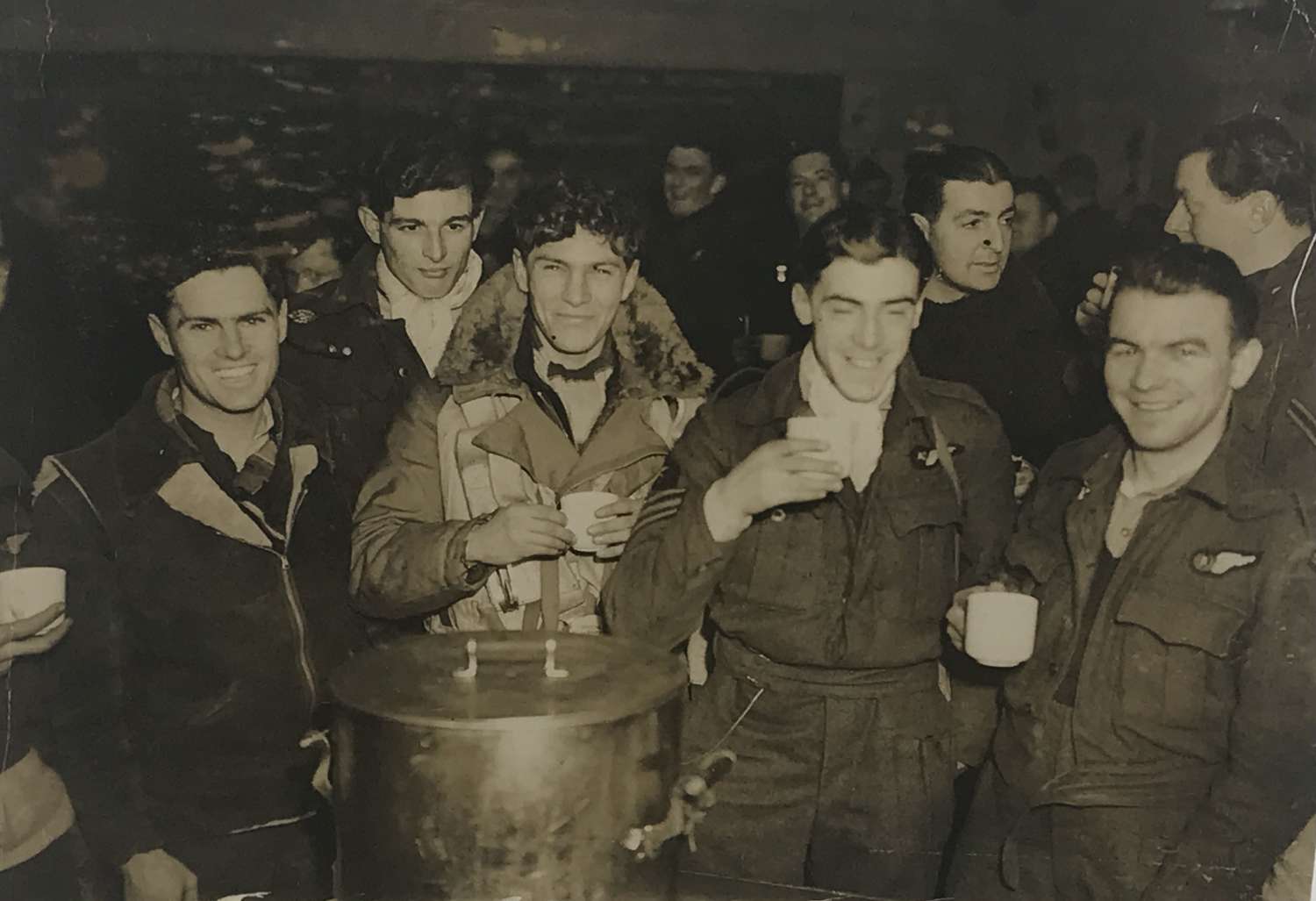 Glass negative of Lancaster crew January 1944