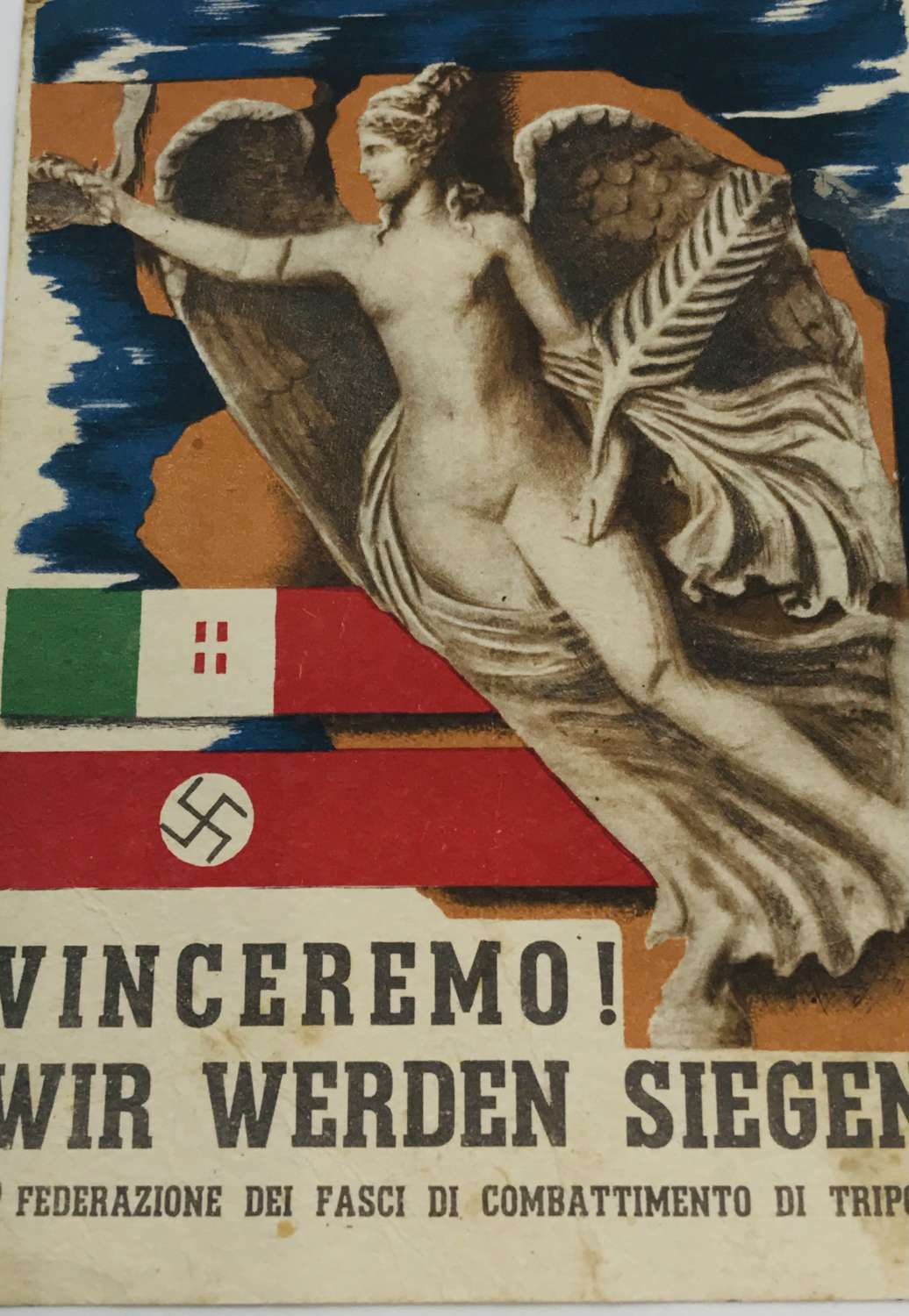 German Italian propaganda victory postcard