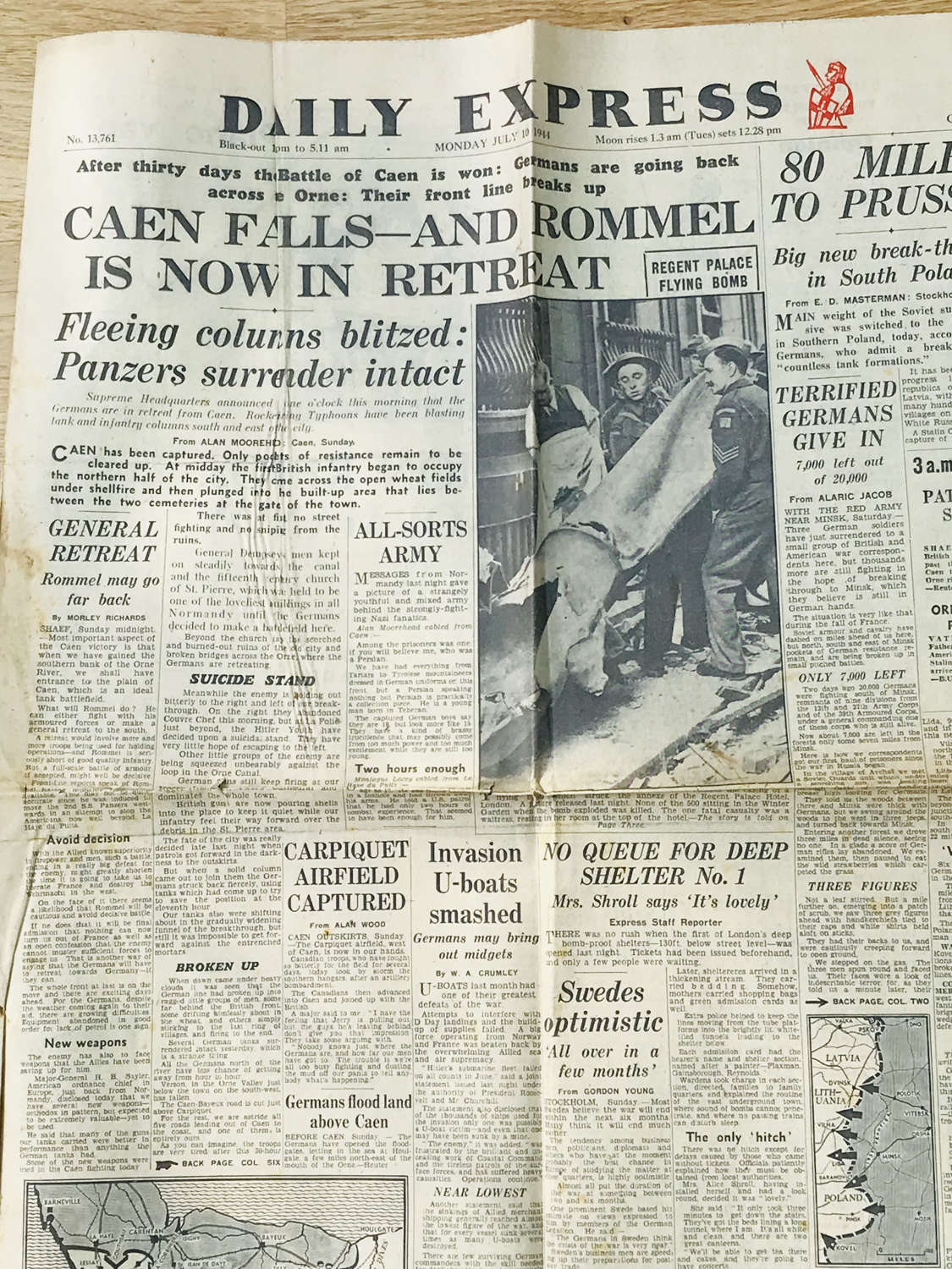 Daily express dated 10th of July 1944 (normandy)