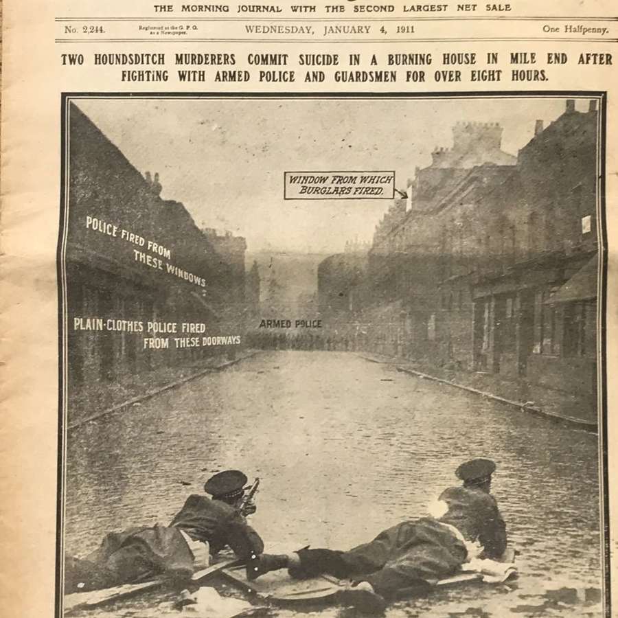 Daily Mirror 4th January 1911 siege of Sidney  Street