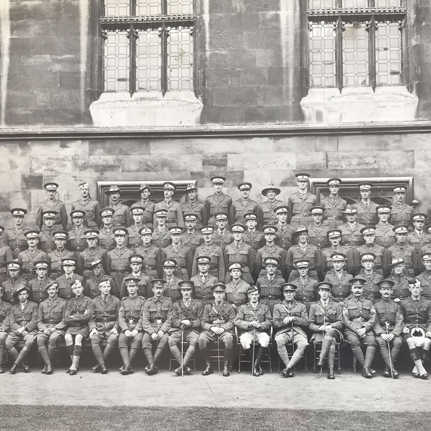 A framed image  of First world war officer cadets Cambridge