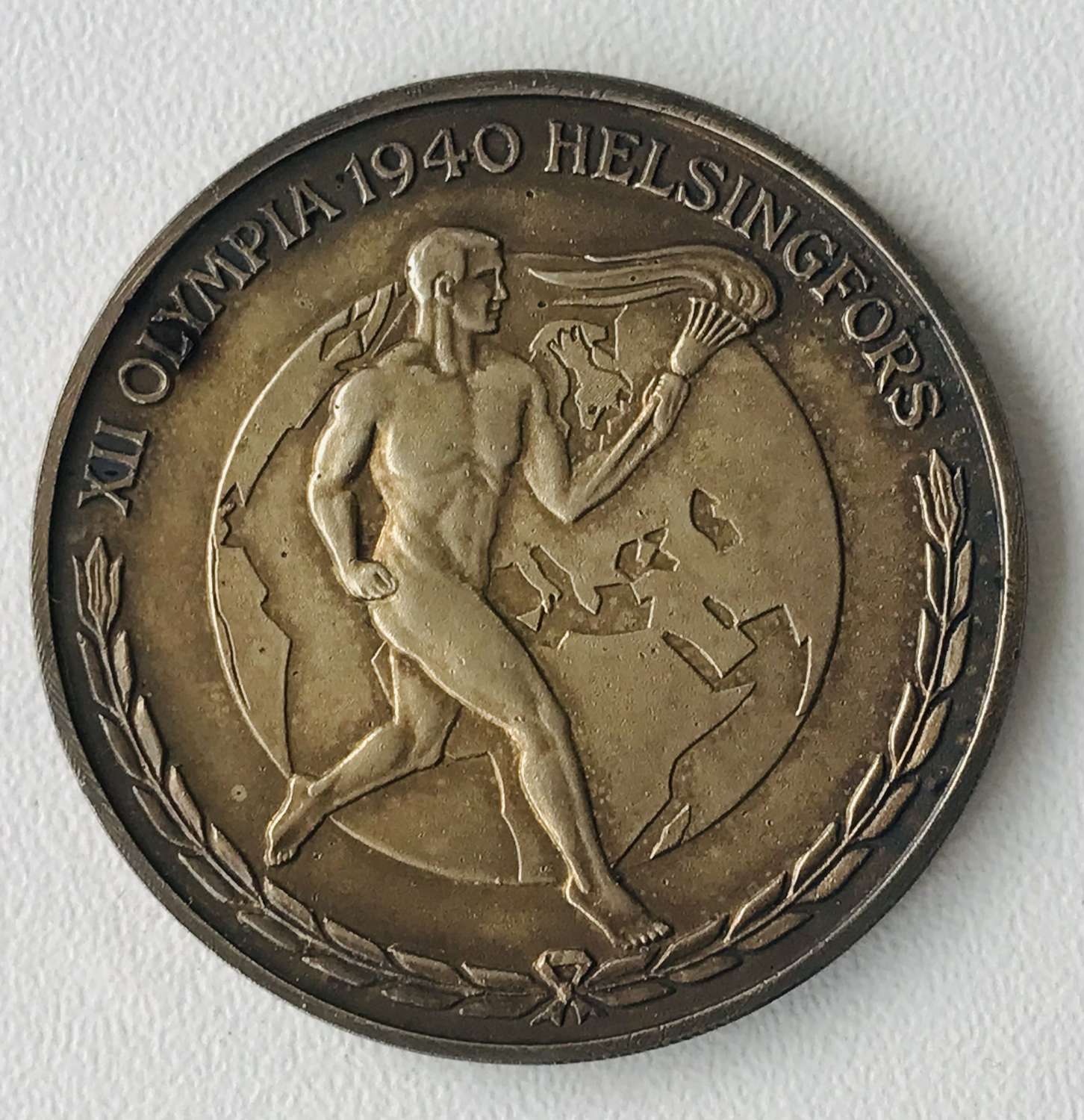 Gold coloured Helsinki Olympics medal 1940