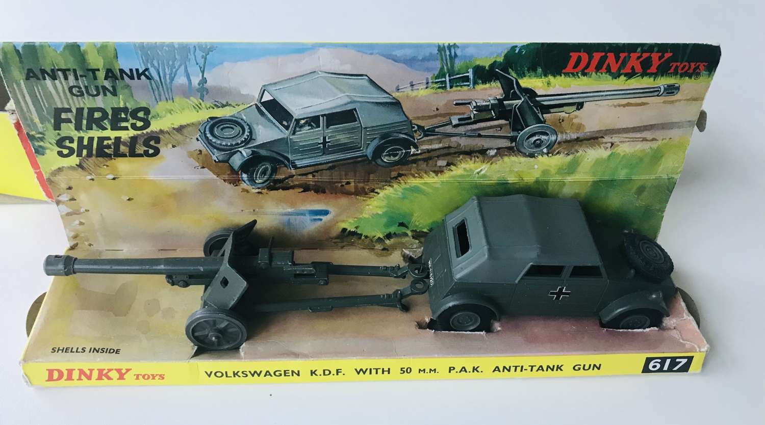 Boxed dinky VW Kubelwagen and 50mm PAK
