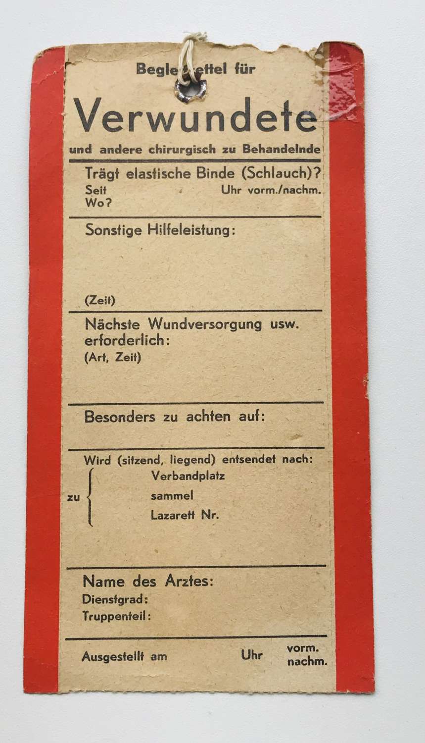 WW2 German wound tag