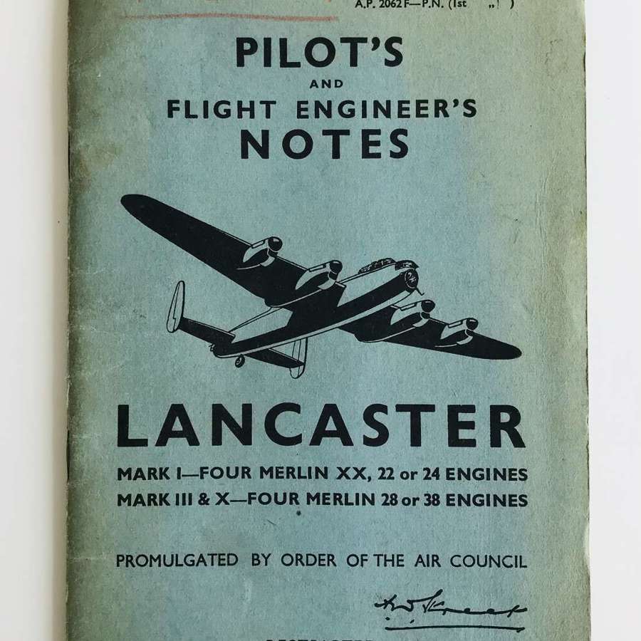 Lancaster, pilots, and flight engineers notes dated 1944