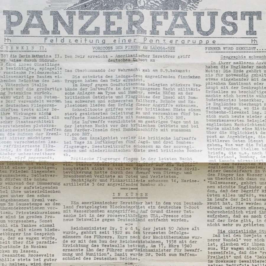 Panzerfaust Unofficial newspaper of the panzer troops