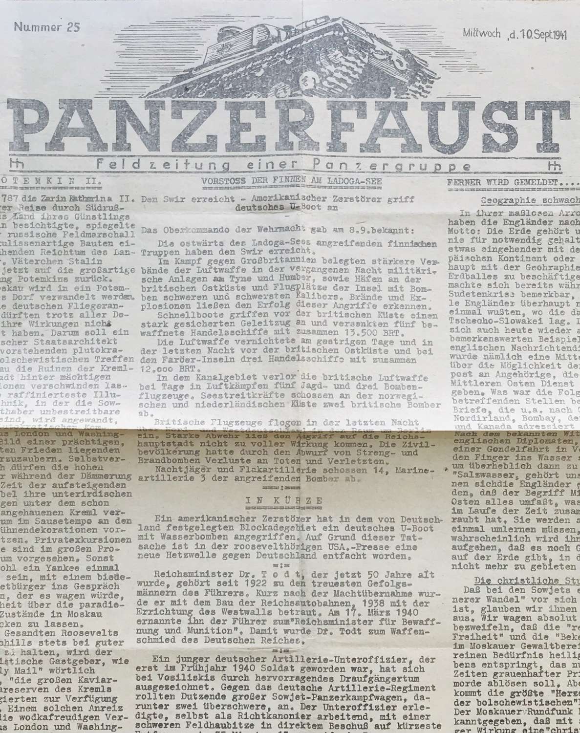 Panzerfaust Unofficial newspaper of the panzer troops