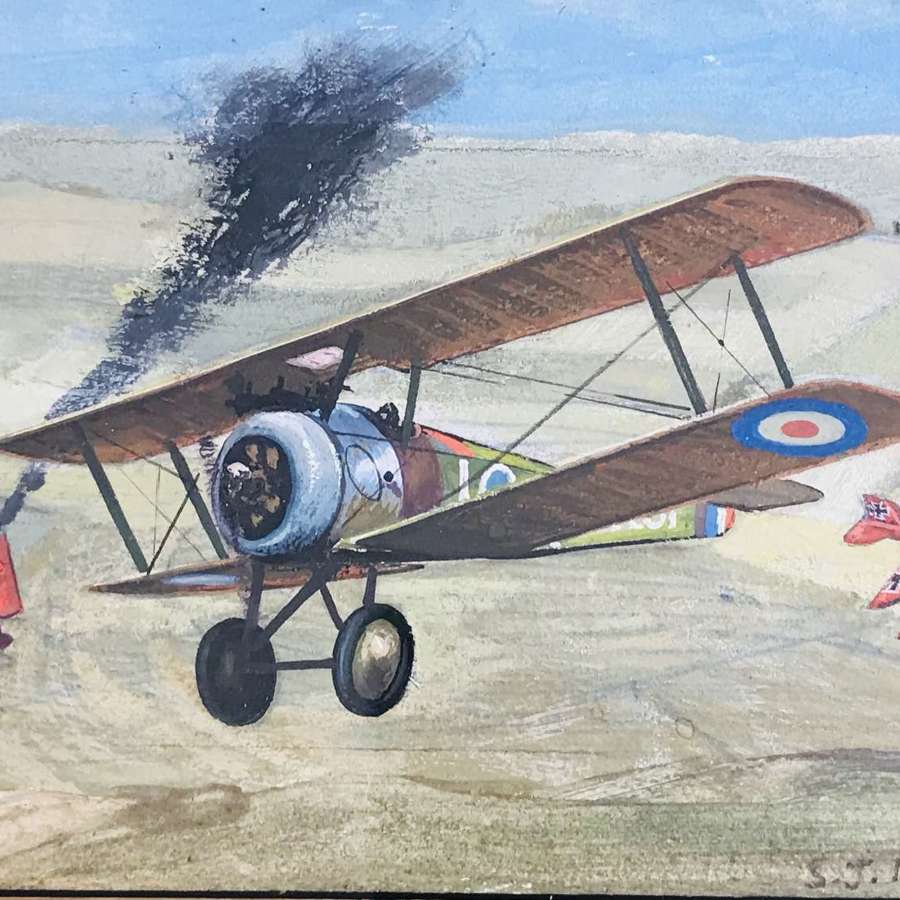 A Sopwith camel oil painting signed and dated 1918