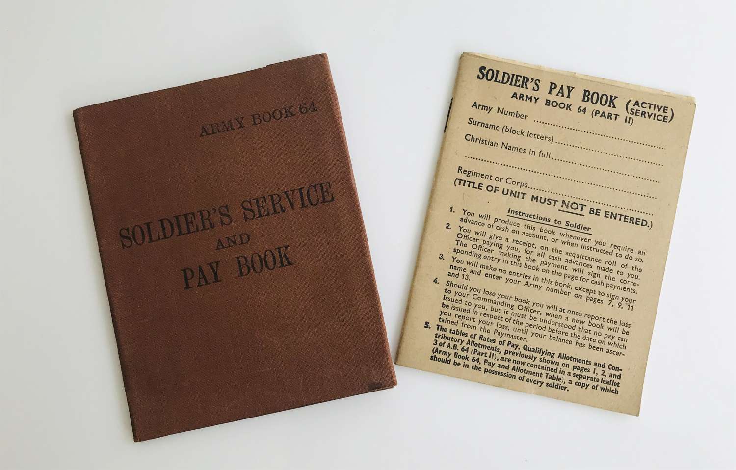 WW2 blank British Army service and playbook