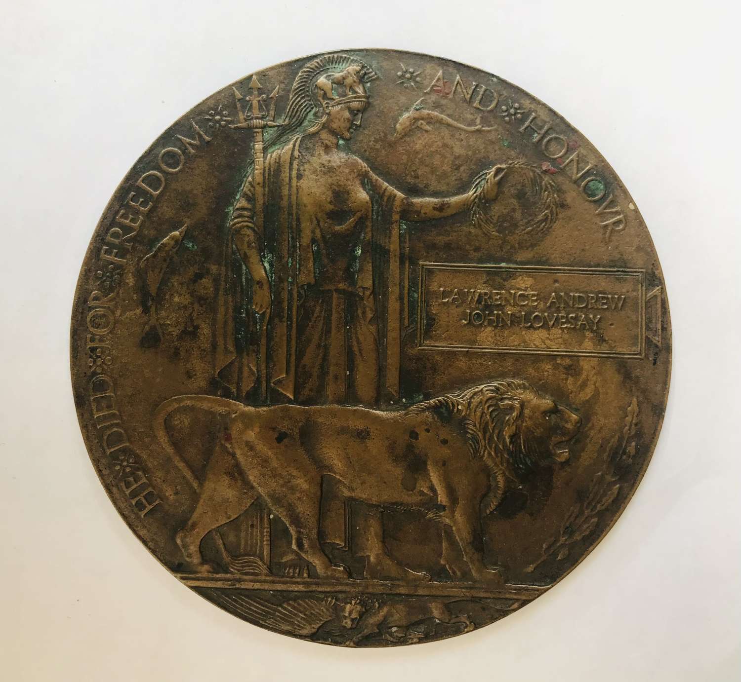 Death, plaque/penny 7th  Battalion, London, Regiment
