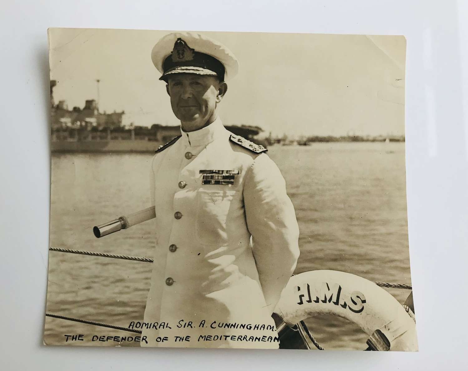 British wartime press photo of Admiral Cunningham