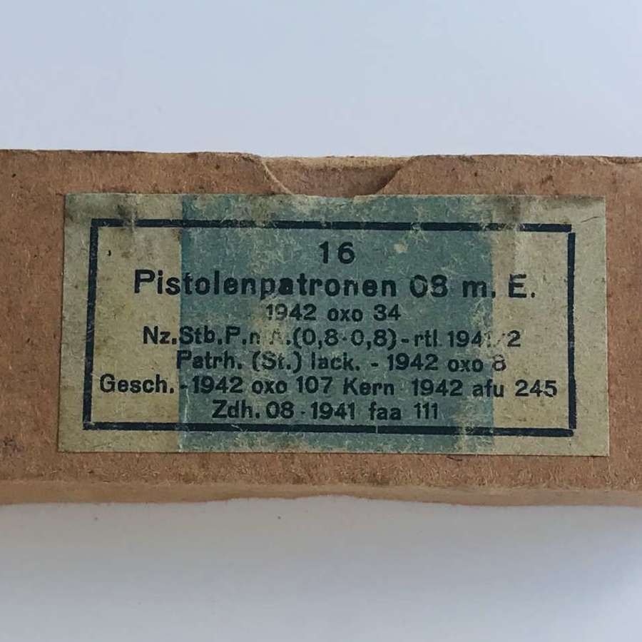 Empty P08 Cardboard, Ammo box dated 1942