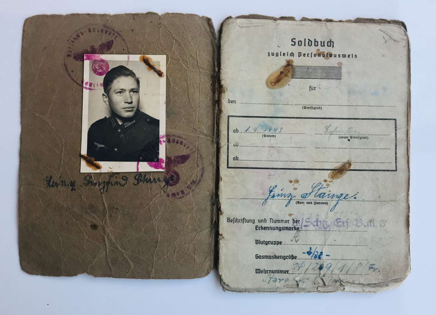 Soldbuch and POW paperwork 16 th panzer division