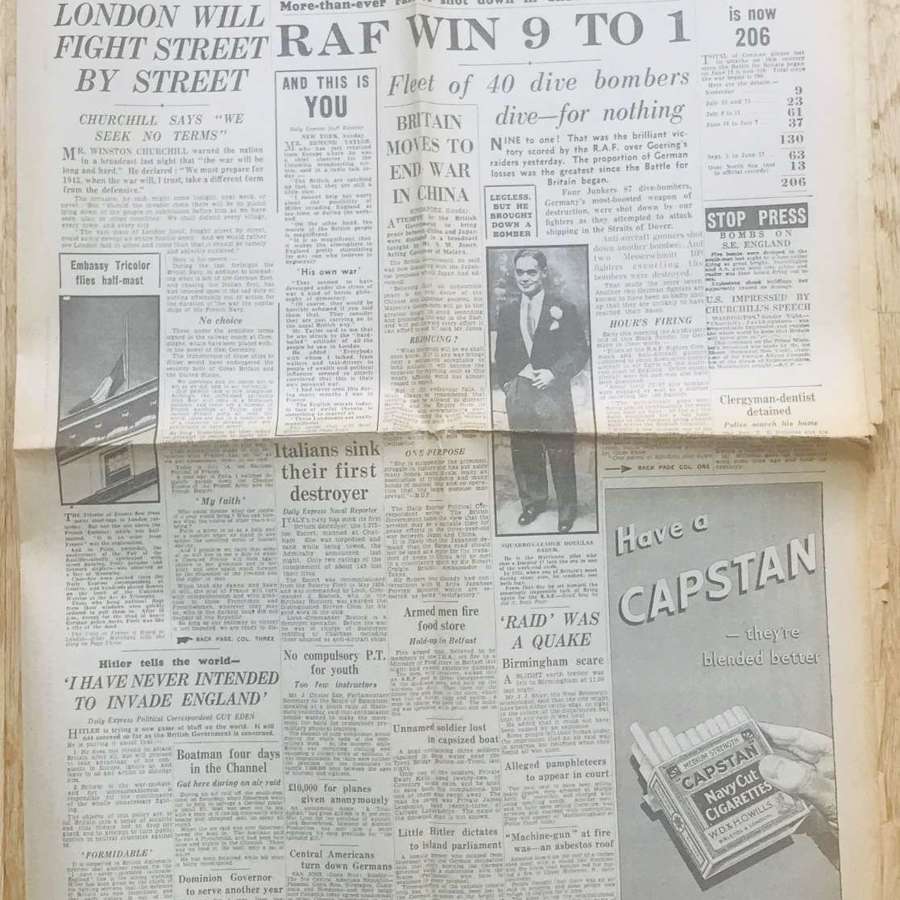 Daily express, July 1940, Battle of Britain