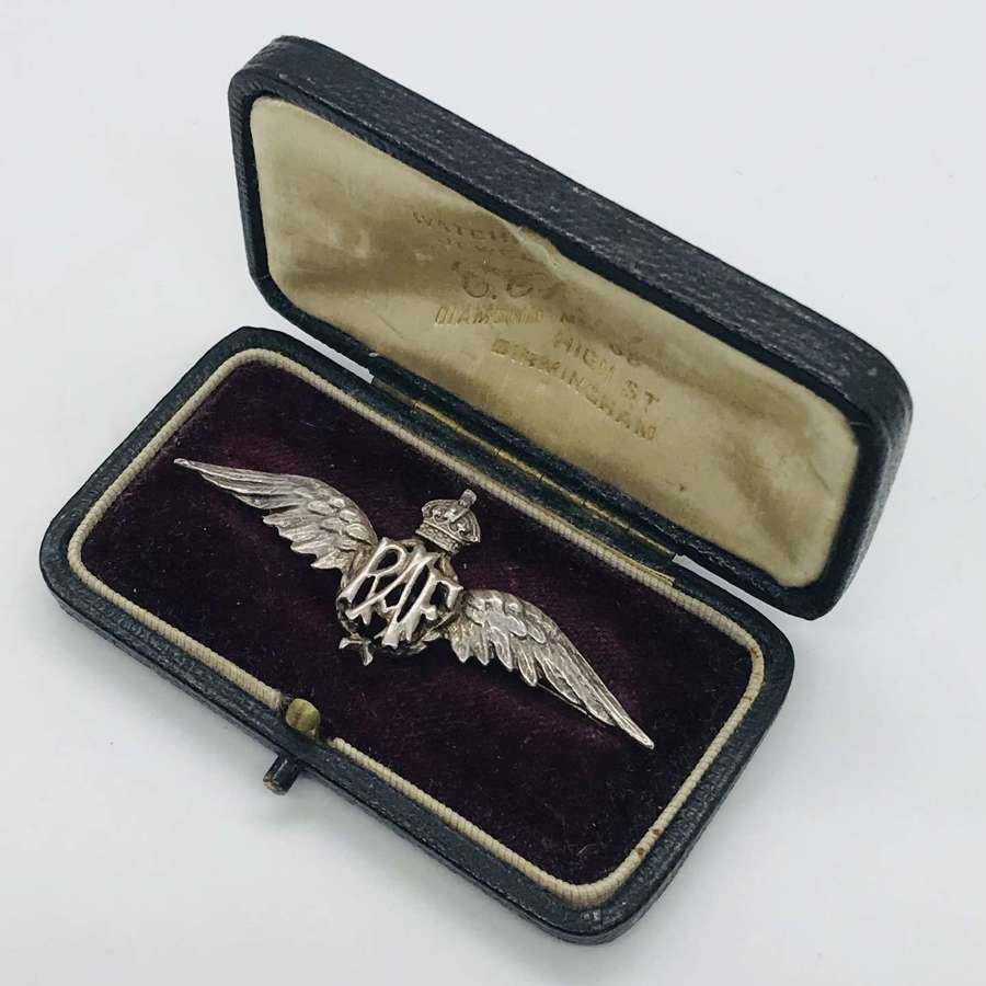 Boxed RAF silver sweetheart, brooch