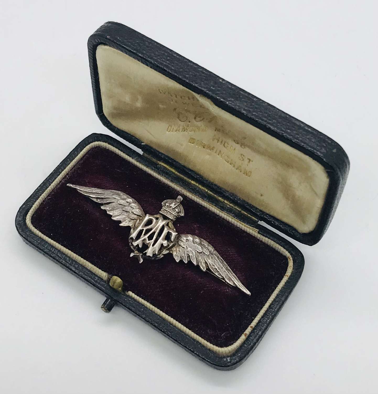 Boxed RAF silver sweetheart, brooch