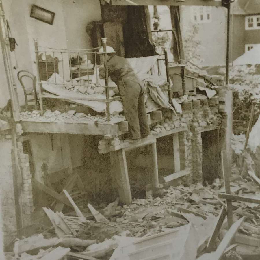A press photo of bomb damage in Dover September 1940