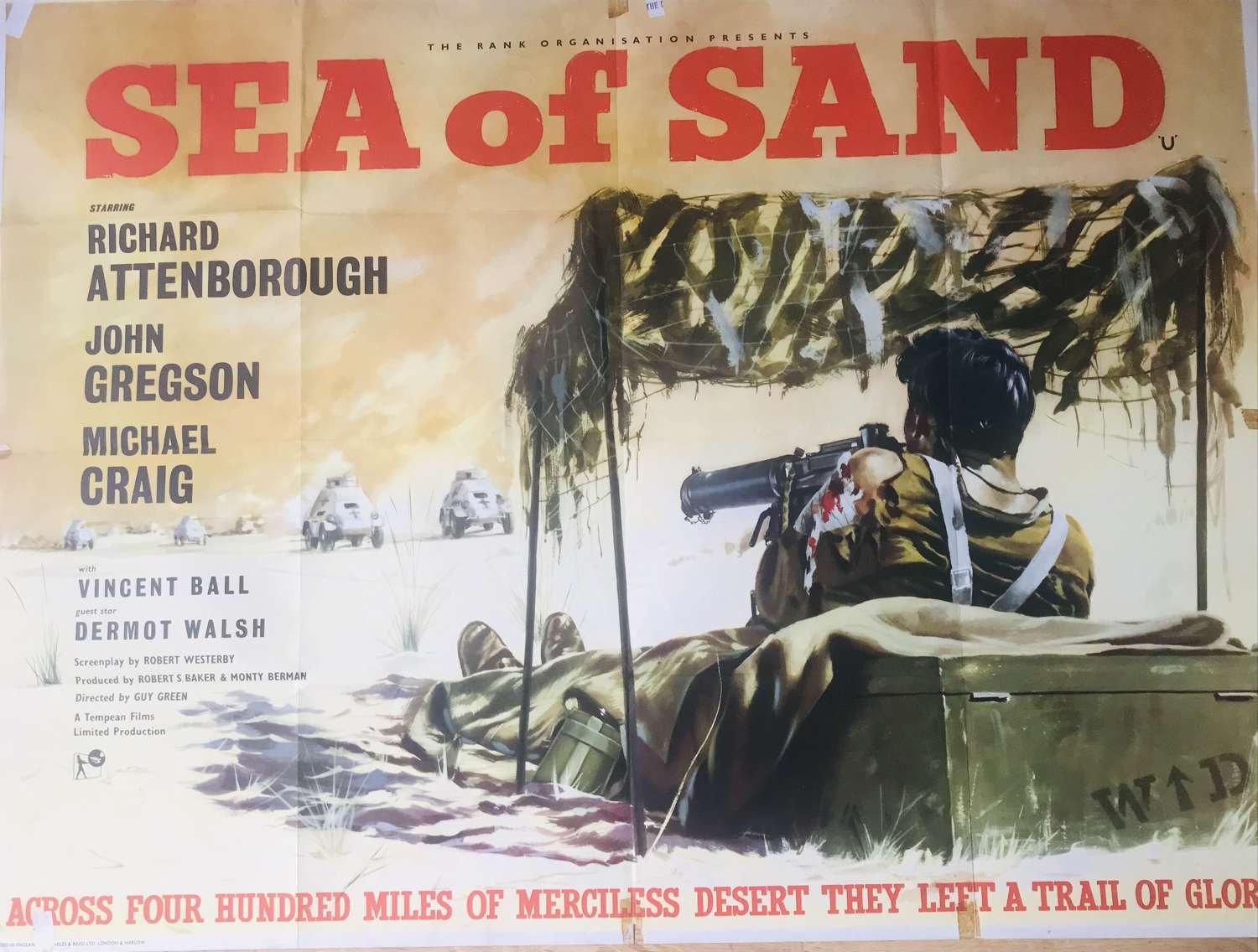 Sea of sand, British film quad film poster 1958
