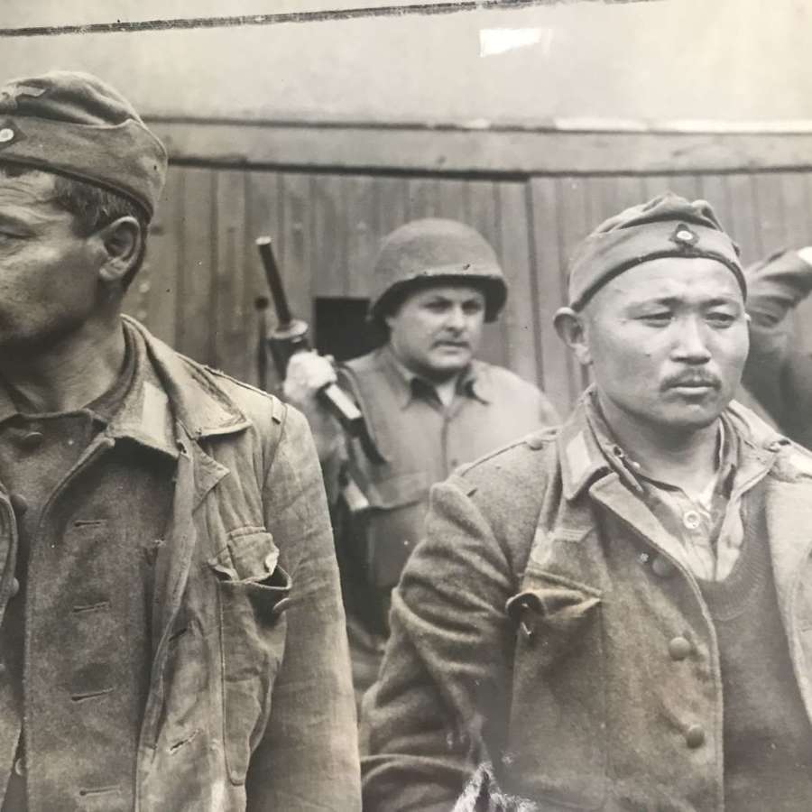 American press photo of Russian Georgian German prisoners, 1944