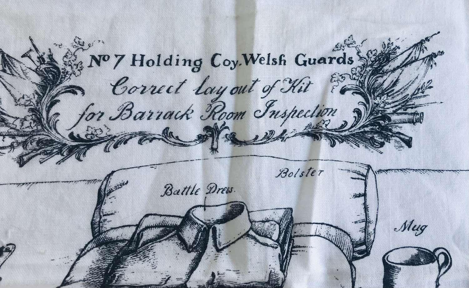 Welsh Guards Barrack . Room, kit, inspection handkerchief