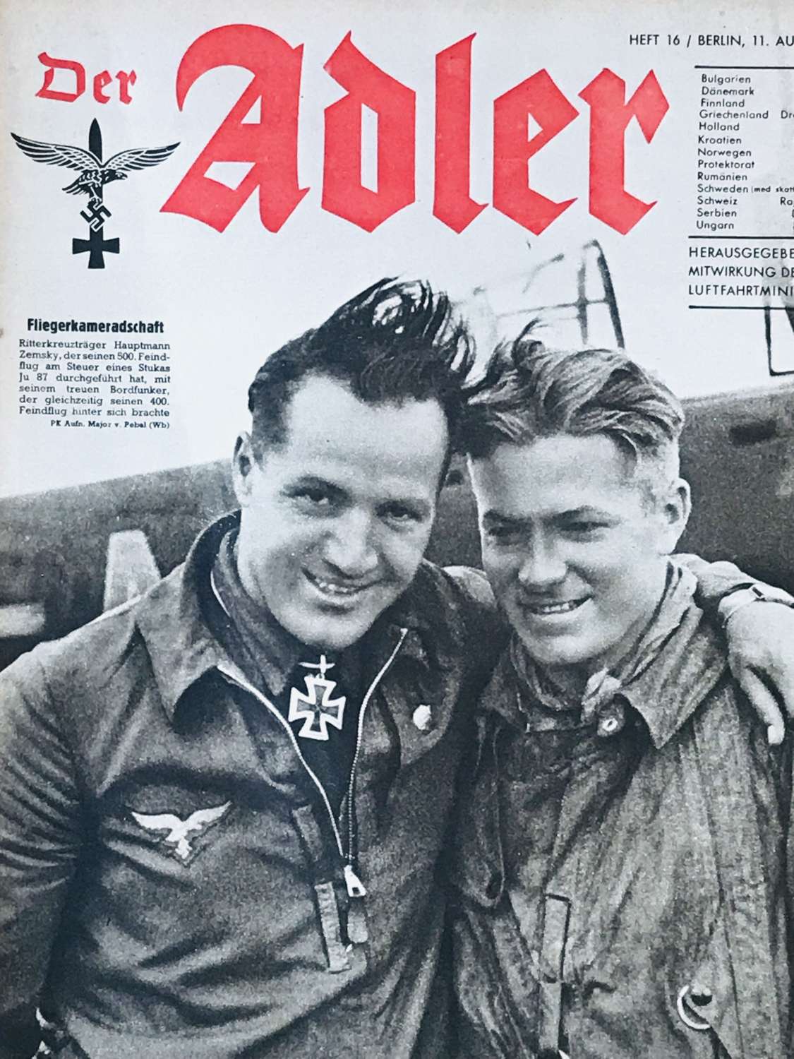 Luftwaffe Alder magazine August 1942 ( Hans Marseille)