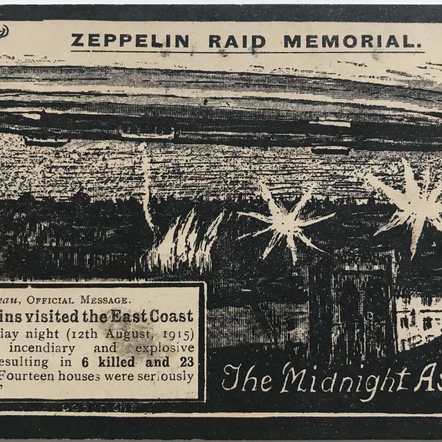 Zeppelin , raid  postcard, 1915 (the midnight assassin)