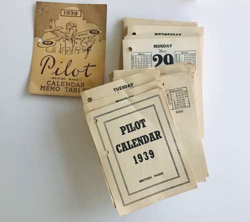 British Pilot calendar and memo tablet 1939/40