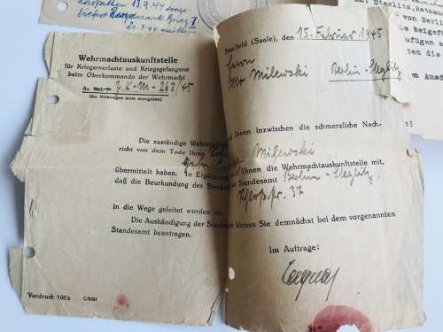 Wehrpass of Gefreiter Otto Milowski KIA 1944