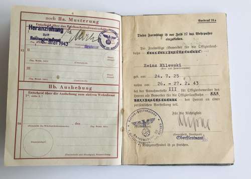 Wehrpass of Gefreiter Otto Milowski KIA 1944