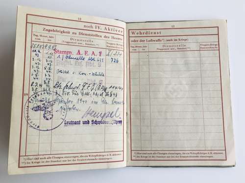 Wehrpass of Gefreiter Otto Milowski KIA 1944