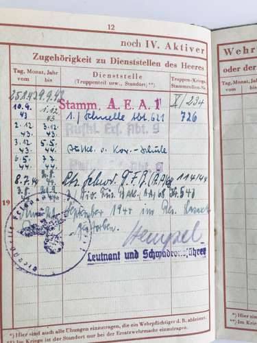 Wehrpass of Gefreiter Otto Milowski KIA 1944