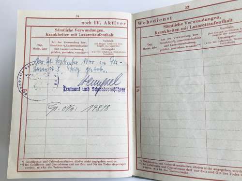 Wehrpass of Gefreiter Otto Milowski KIA 1944