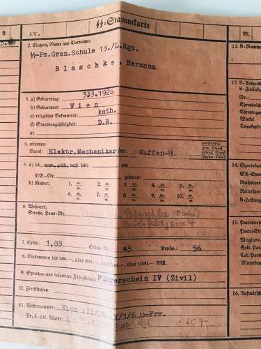 SS Wehrpass and documents of Herman Blaschke Reg (Schill)