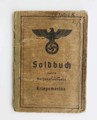 Kreigsmarine Soldbuch Matrosenartillerie Fritz Wolk(Kurland)
