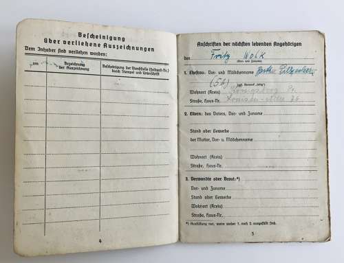 Kreigsmarine Soldbuch Matrosenartillerie Fritz Wolk(Kurland)