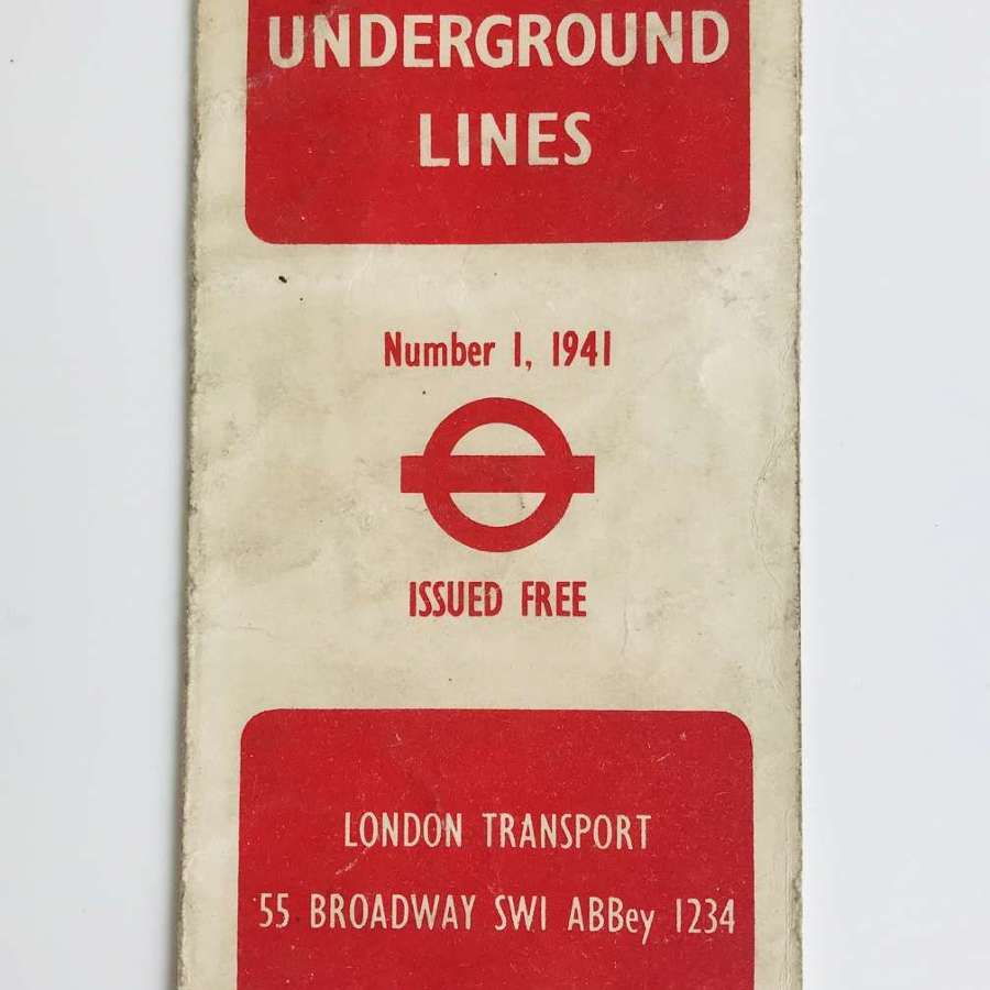 Wartime London underground map dated 1941