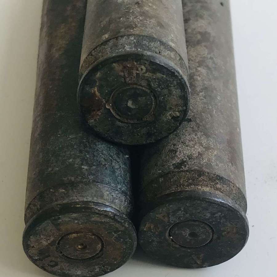 Three relic, 50 Cal shells dated 1942, Newhaven Sussex