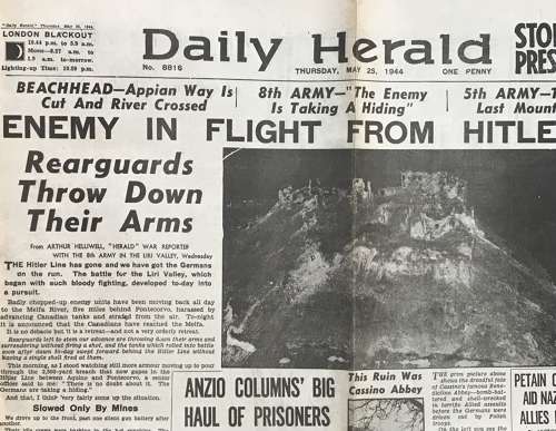 Daily Herald dated May 25th  1944, Monte Cassino