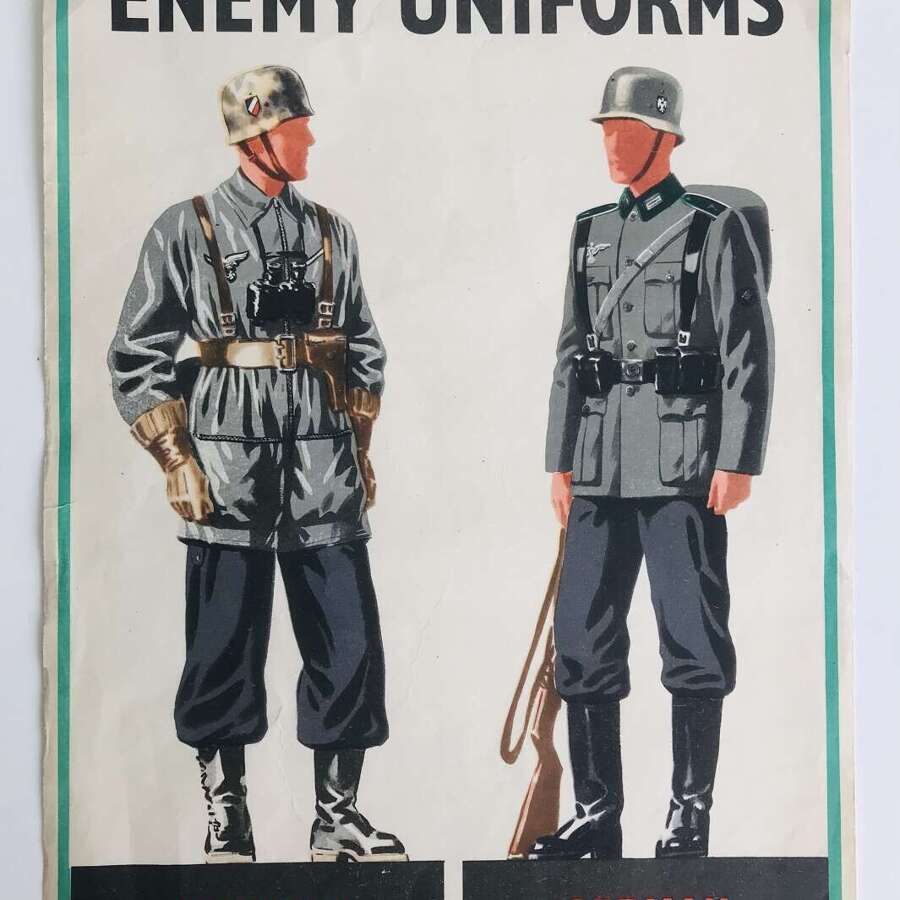 Spot at sight chart No1 Enemy uniforms poster 1940/41