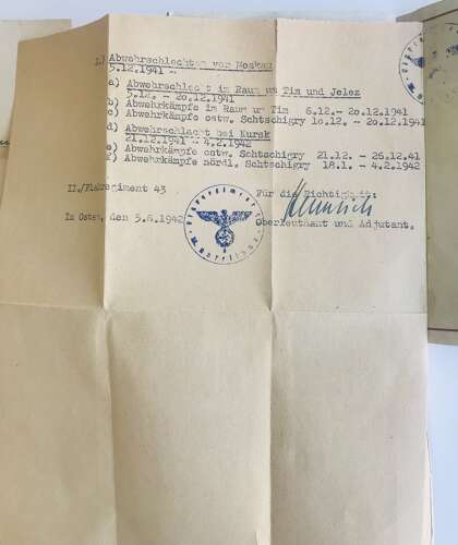Wehrpass Oberleutnant Kurt Zingelmann 9/Flak Reg 43 (German cross in gold )