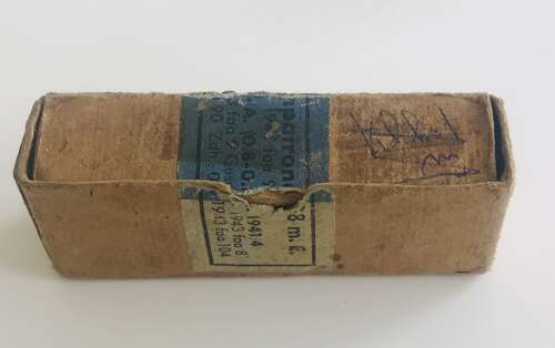 An empty p08 Luger ammo box dated 1943