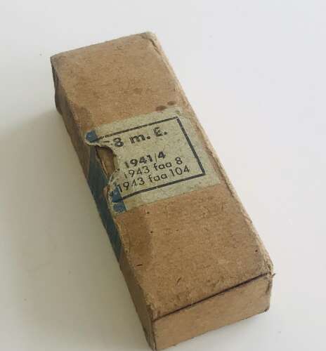 An empty p08 Luger ammo box dated 1943