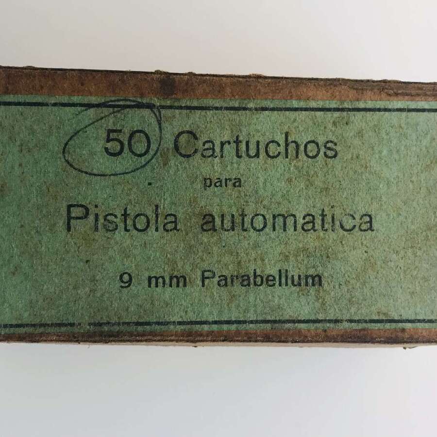 Empty Spanish p08 9mm ammo box Austrian manufactured